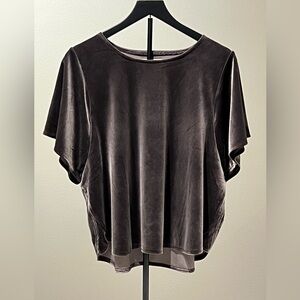 Madewell Velvet Short Sleeve Top in Pewter